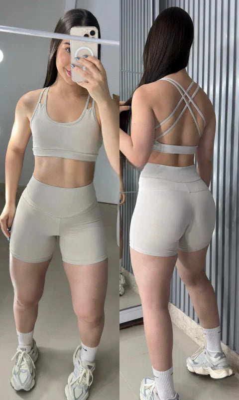 Conjunto Estrelar de short poliamida premium costas cruzadas